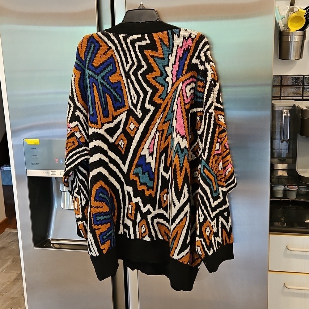 💕FARM RIO💕 Caramel Tropical Stripes Cardigan ~ Tropical Stripes Print XL NWT - Picture 9 of 16